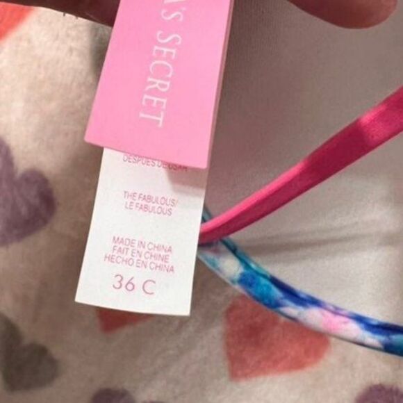 Victoria's Secret The Fabulous Watercolor Push Up Strappy Bikini Top Swim 36C - Picture 7 of 7